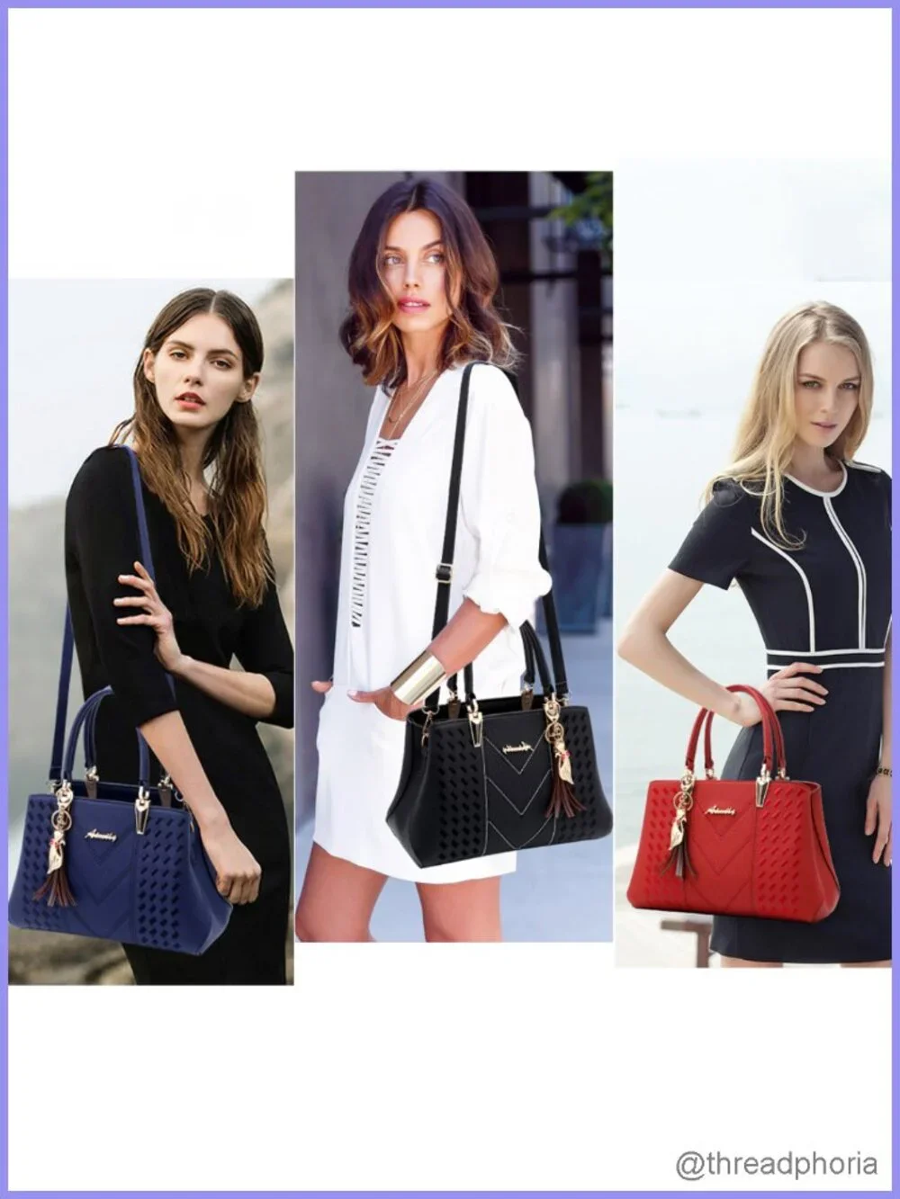 PU Leather Satchel Tote Shoulder Bag with Removable Strap